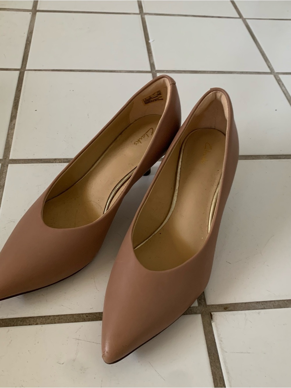 Clarks Women's Pointed Toe Mid-Heel Pumps in Dusty Rose Brown